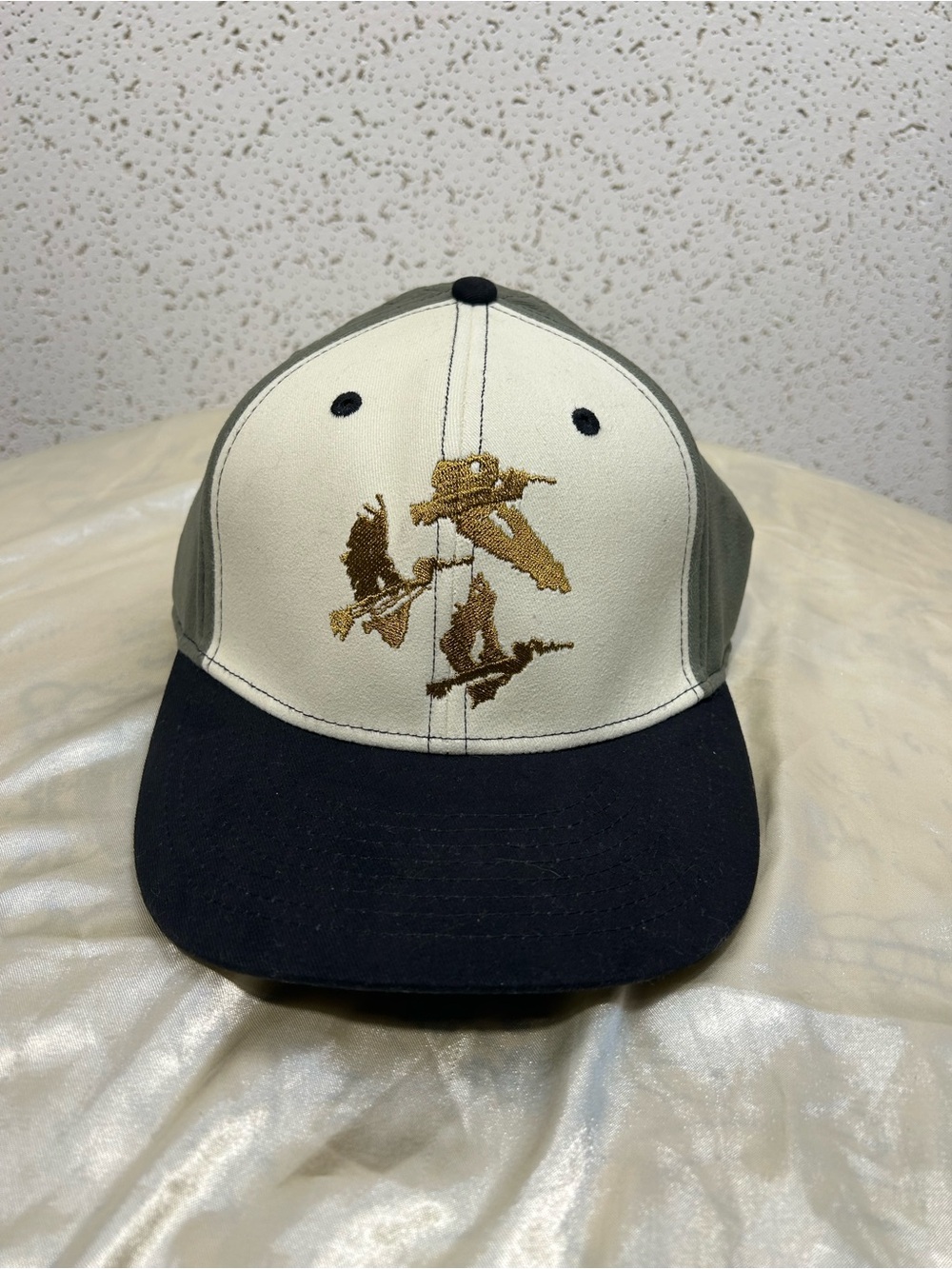 Billy Reid Baseball Cap White, Black and Olive with Embroidered Birds /Ducks NWT